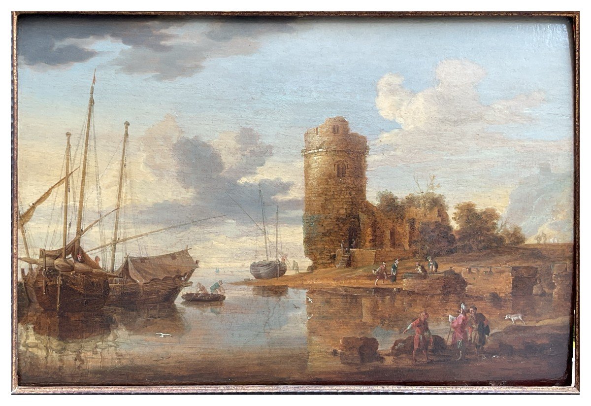 Bonaventura Peeters The Elder,  View Of A Port In The Mediterranean With Watchtower, Boats-photo-2