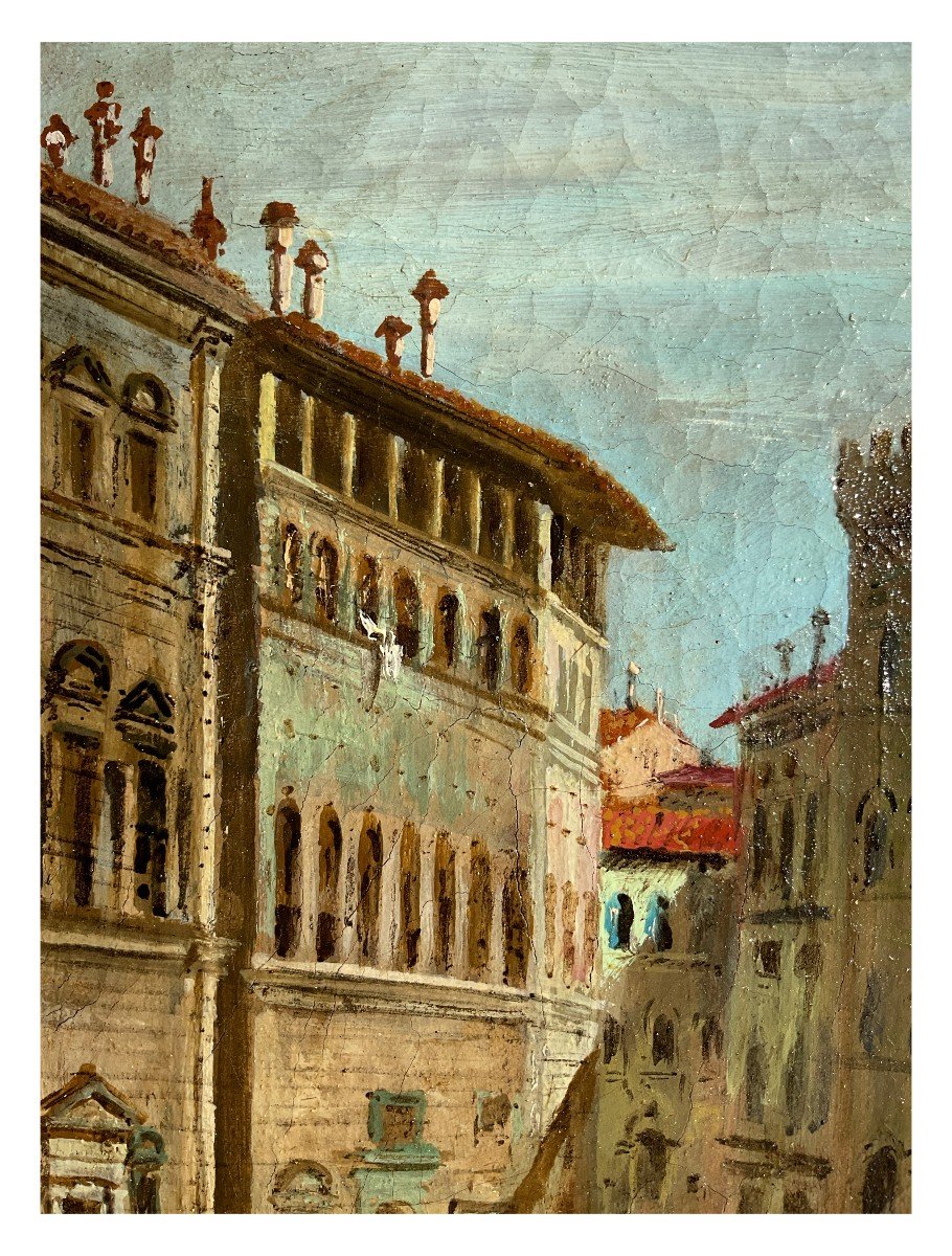 Giuseppe Zocchi (circle Of), View Of Piazza Santa Trinita In Florence, Oil On Canvas-photo-2