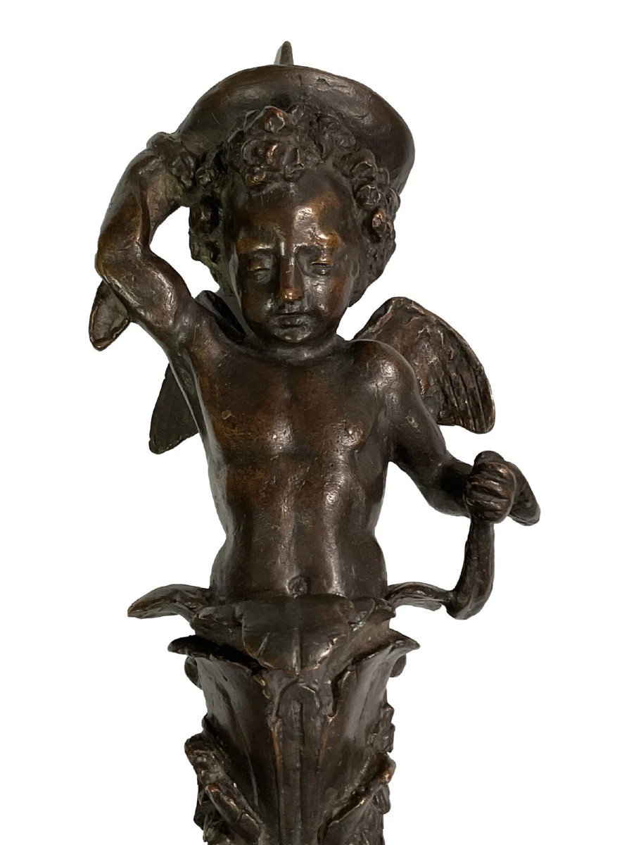 Bronze Applique In The Shape Of A Cherub – Veneto, 17th Century-photo-2