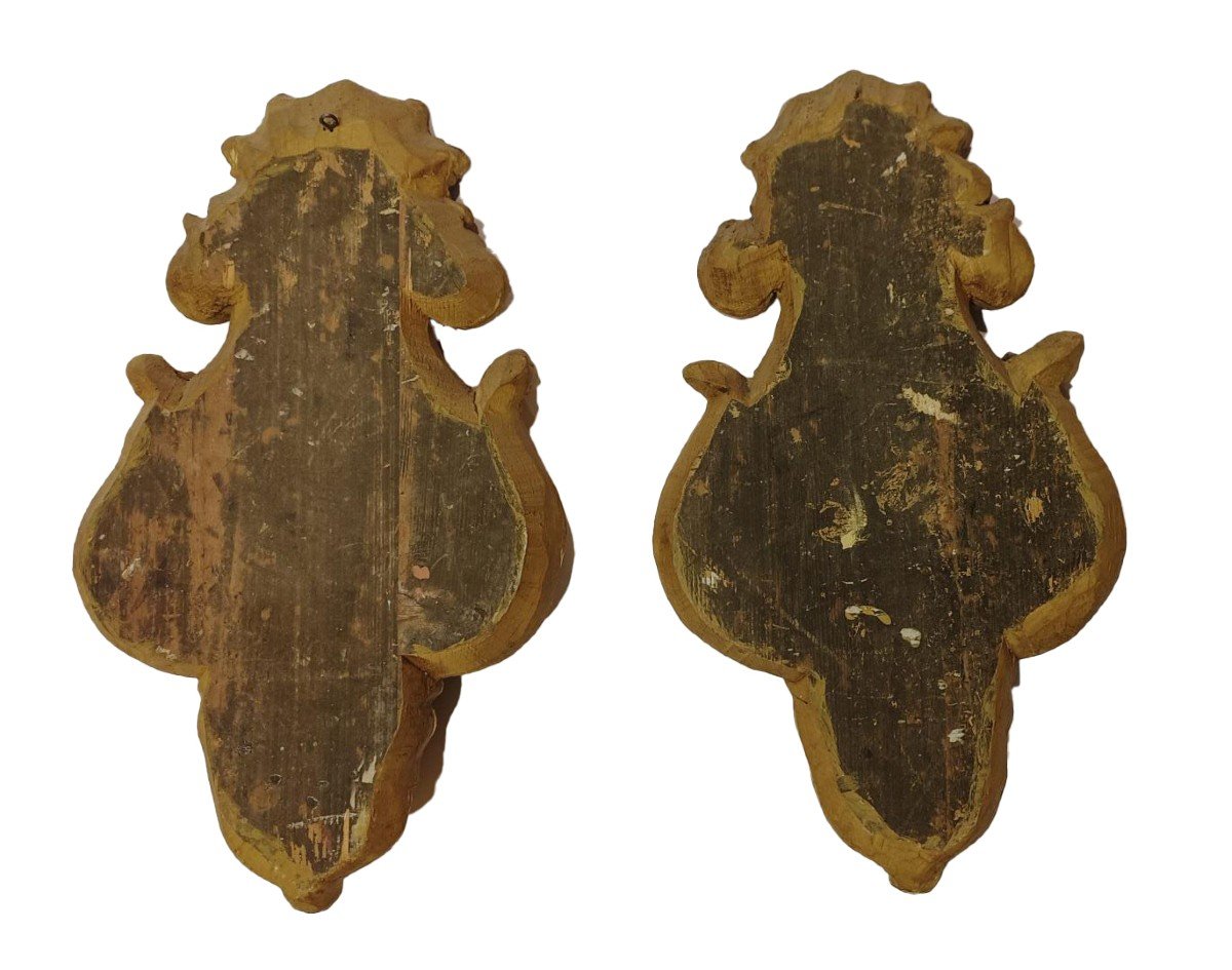 Paire d'Appliques En Bois Doré Et Laqué, XVIIIe Siècle-photo-4