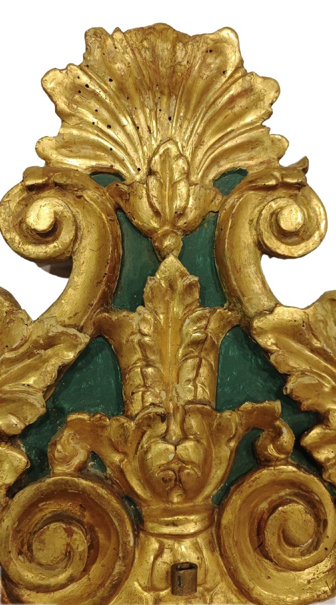 Paire d'Appliques En Bois Doré Et Laqué, XVIIIe Siècle-photo-1