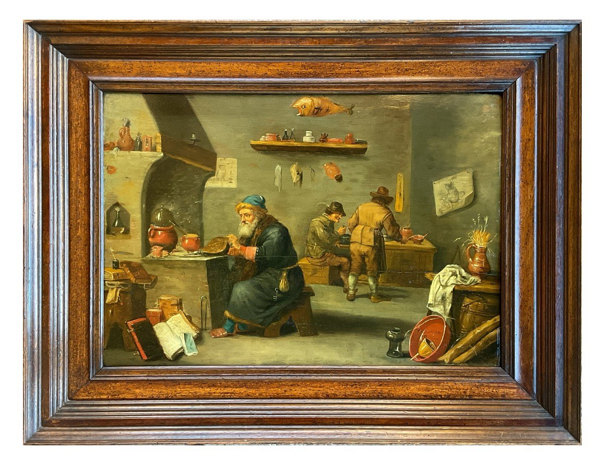 David Teniers The Younger (att.) -  The Alchemist - Oil On Panel