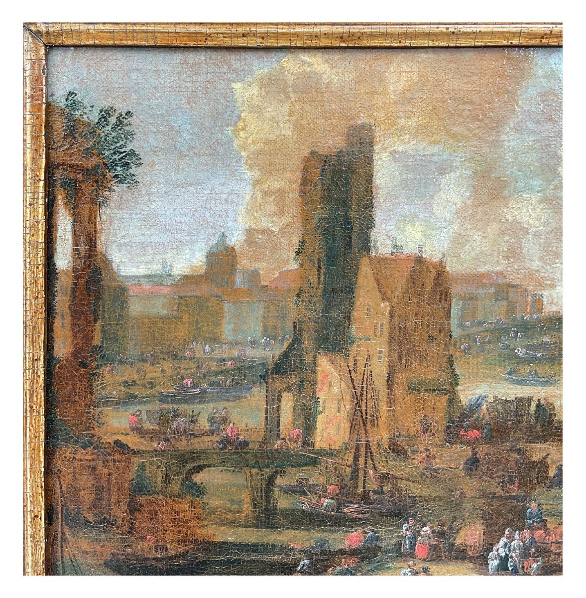 Peter Casteels (att.),  Vue De Paris Avec La Tour Nesle Et Le Louvre, Huile Sur Toile-photo-3