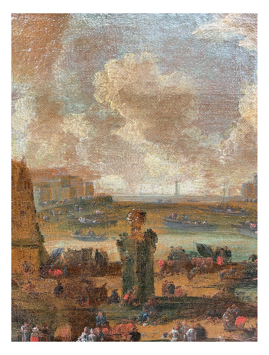 Peter Casteels (att.),  Vue De Paris Avec La Tour Nesle Et Le Louvre, Huile Sur Toile-photo-2