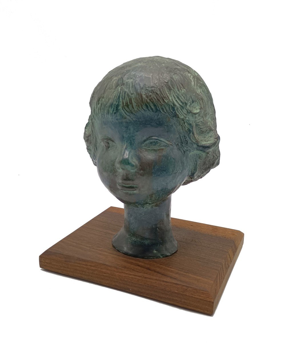 Carlo Conte, Face Of A Young Girl, Bronze Sculpture