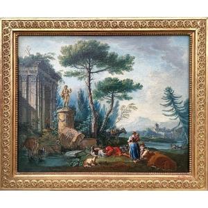 Jean-baptiste Pillement, Country Landscape With Figures
