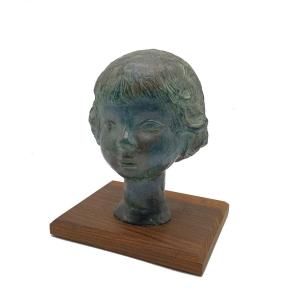 Carlo Conte, Visage d'Une Fille, Sculpture En Bronze