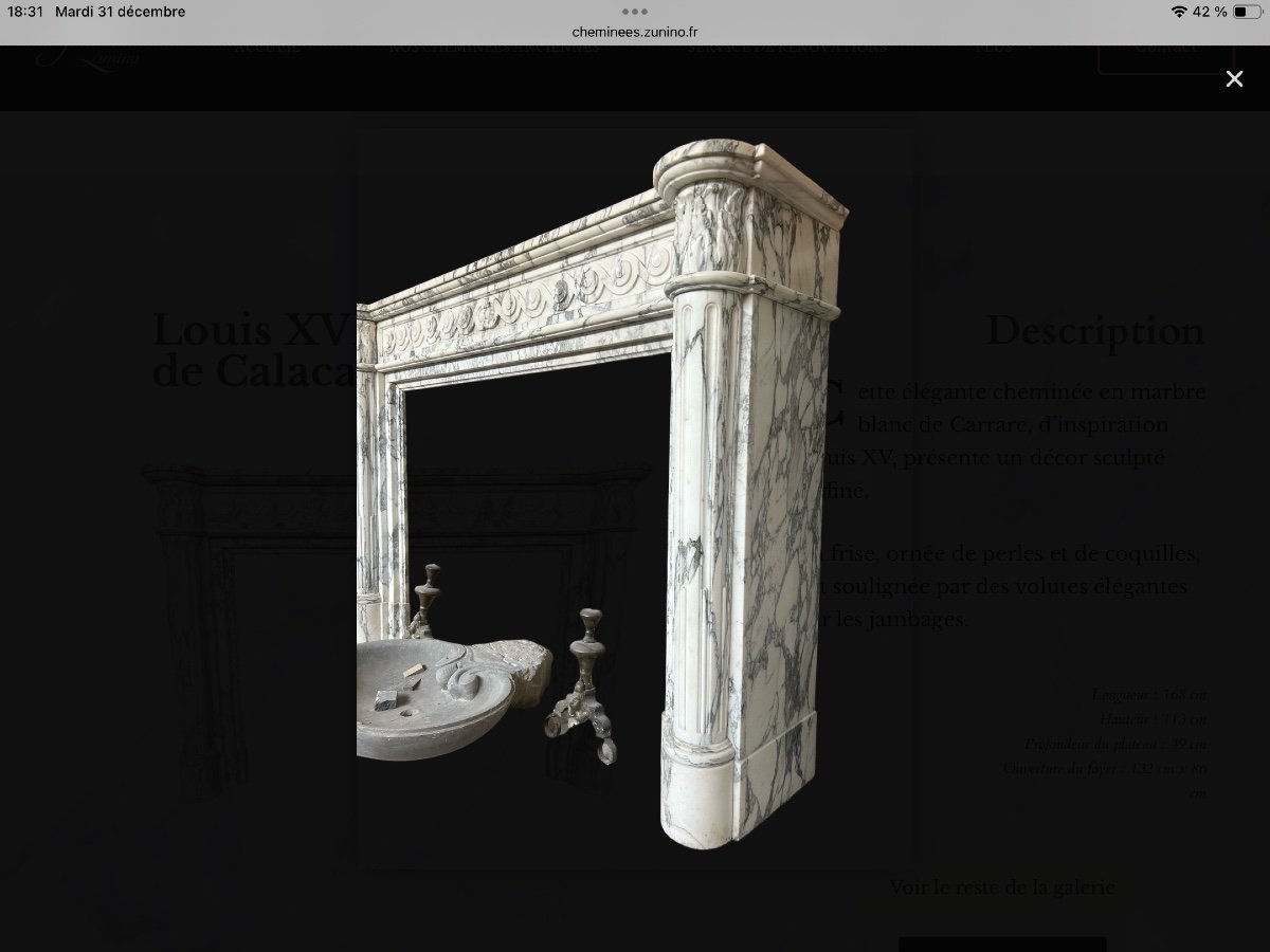  Louis XVI Style Fireplace Calacatta Carrara Marble-photo-2