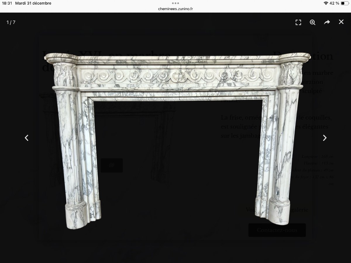  Louis XVI Style Fireplace Calacatta Carrara Marble