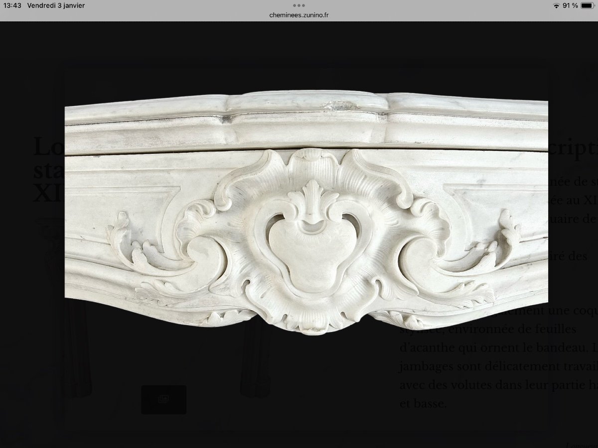 Louis XV Style Fireplace In Carrara Statuary Marble-photo-4