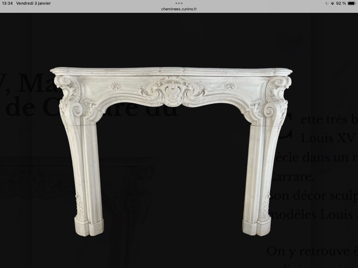 Louis XV Style Fireplace In Carrara Statuary Marble