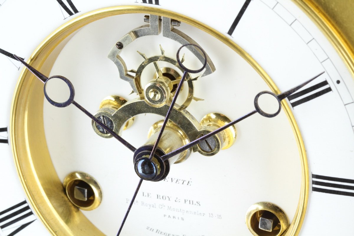 Antique Mantel Clock By Le Roy & Fils With Auguste Pointaux Coup-perdu Escapement-photo-4