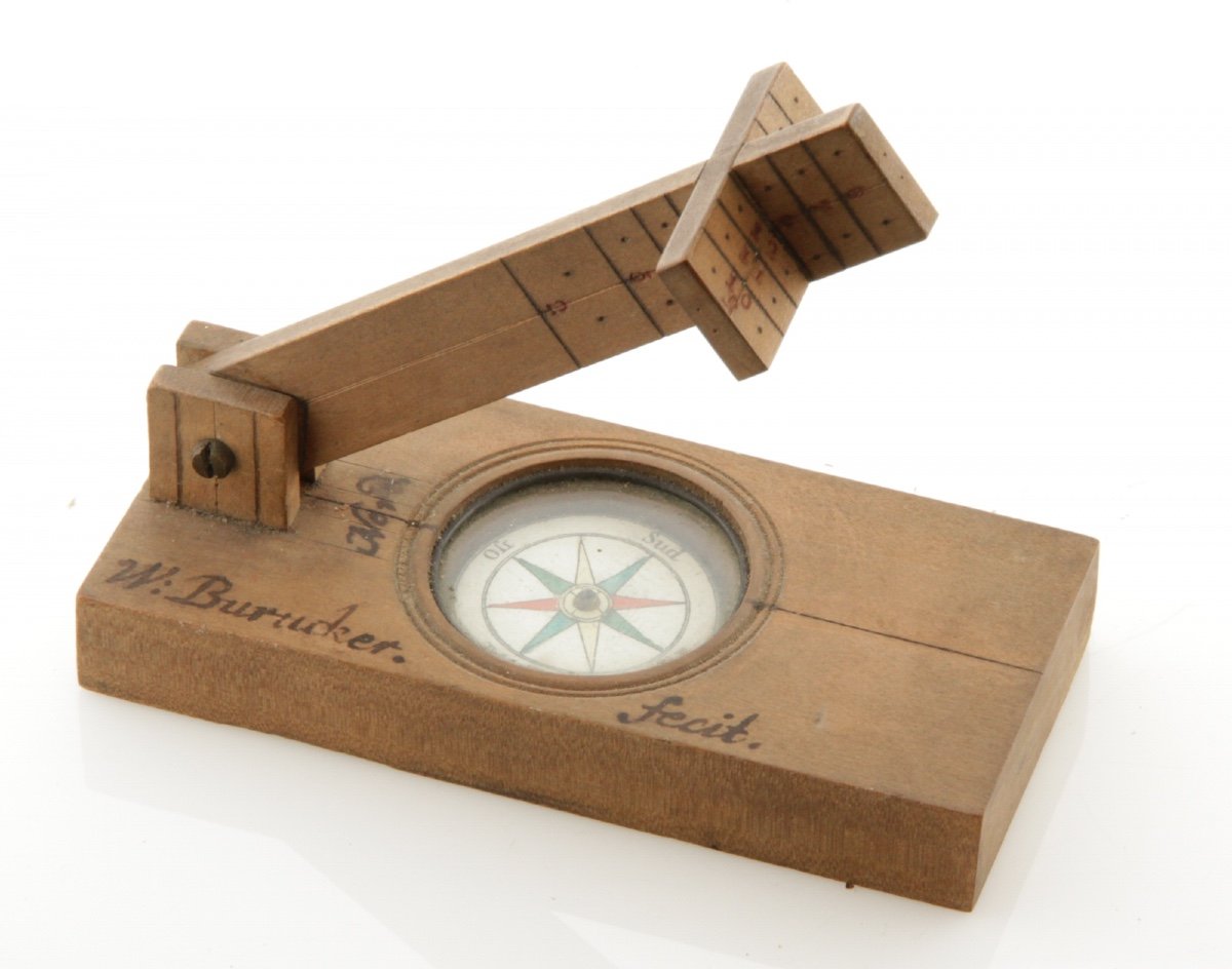 Sundial In Wood And Shape Of A Cross By W. Burucker, Nürnberg Ca. 1729