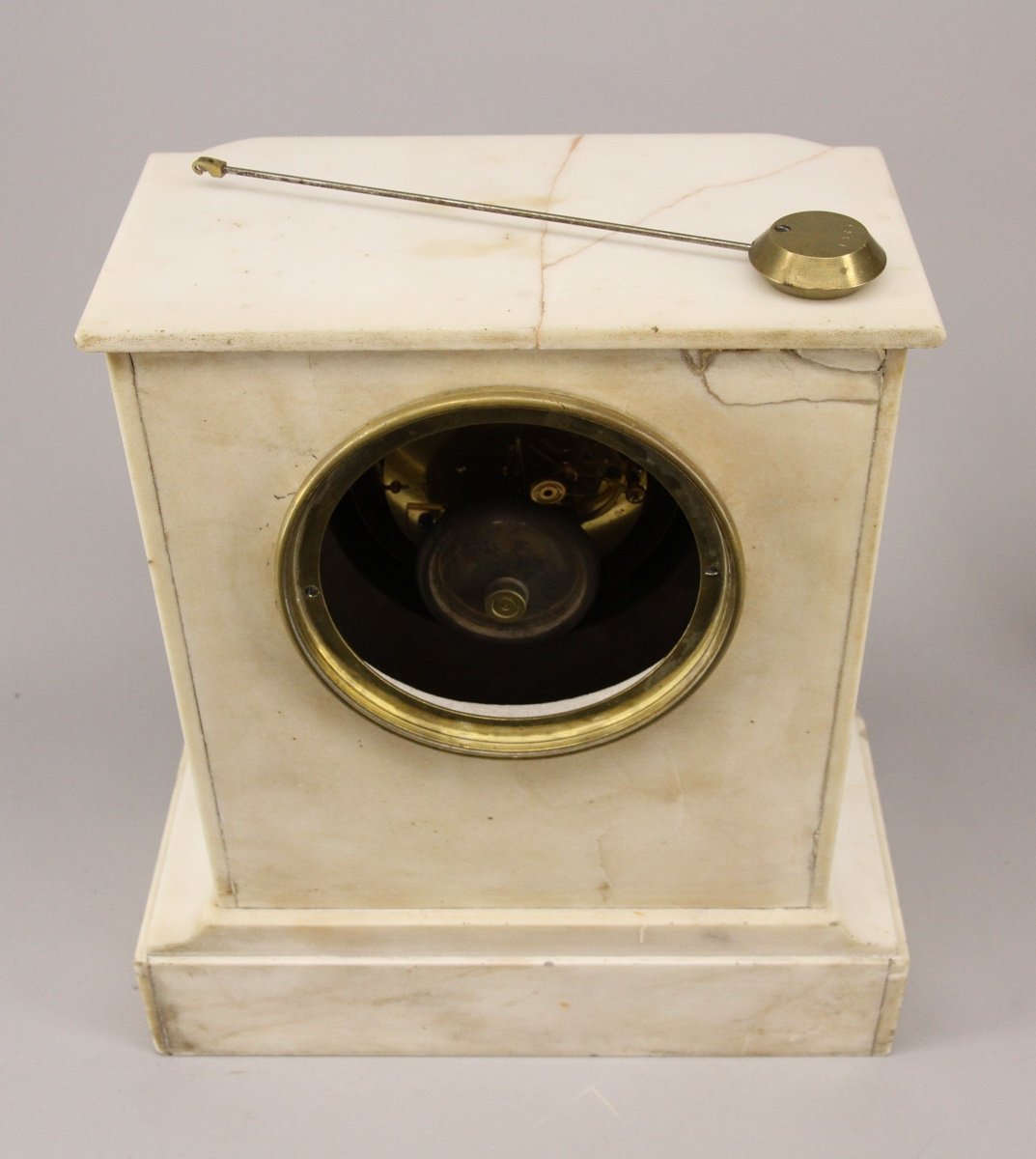 White Marble Pendulum With Bourdon Barometer-photo-4