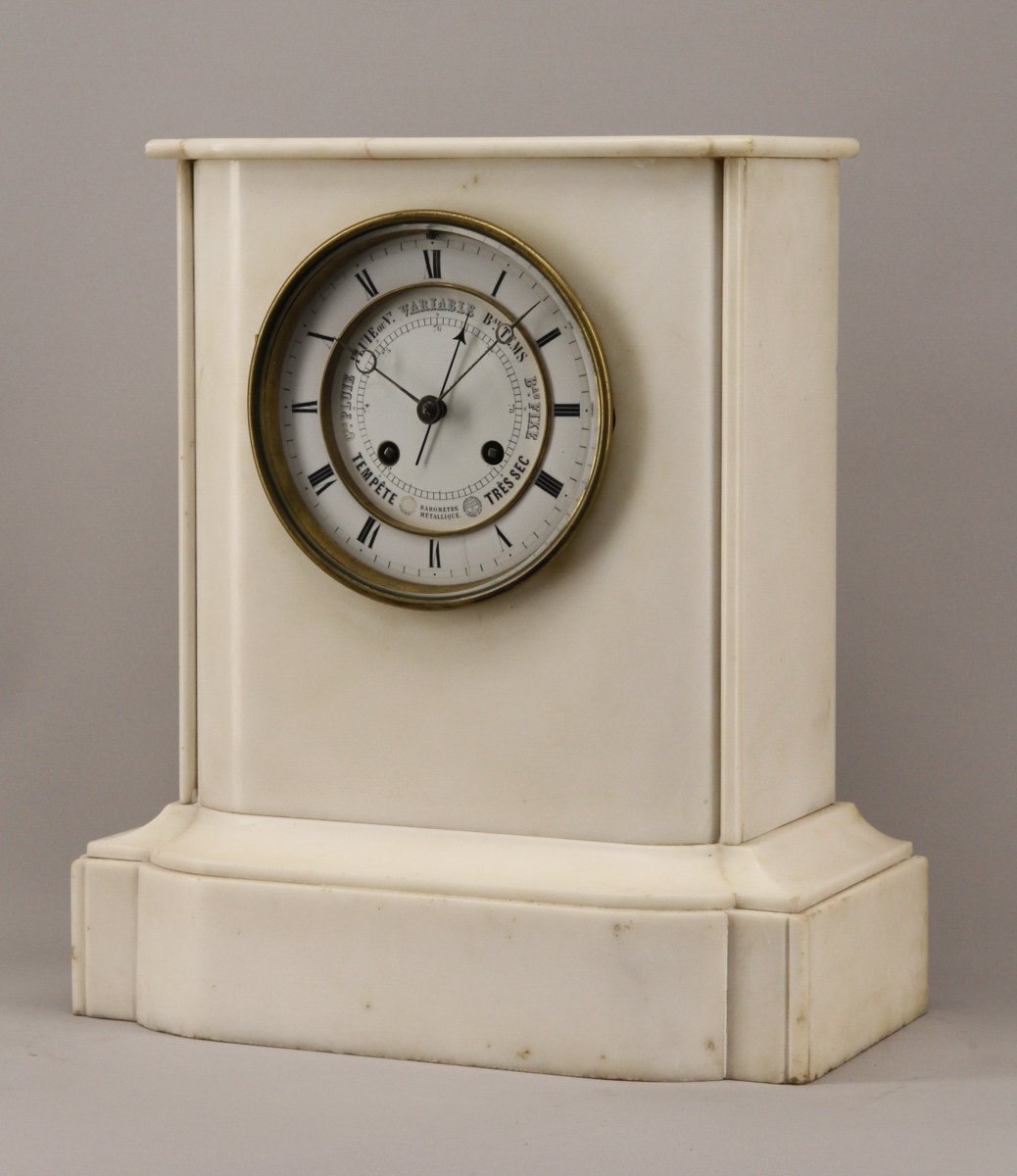 White Marble Pendulum With Bourdon Barometer