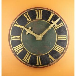 Antique Working Tower Clock Dial With Gold Leaf Plated Hands. 100 Cm Diameter